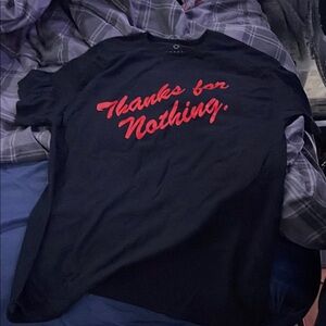 Black T-Shirt with Red Text